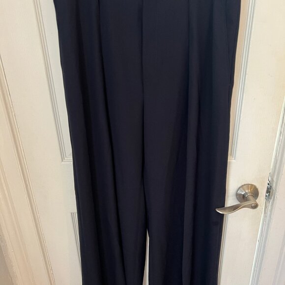 Navy Double-Faced Georgette Wide-Leg Pant - Picture 10 of 13